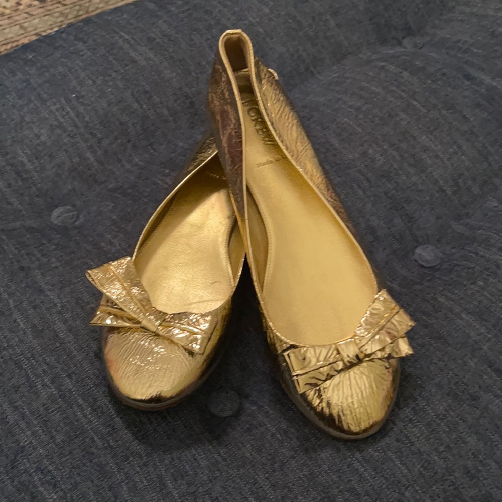 J. Crew gold leather ballet ballerina flats sz 8.5